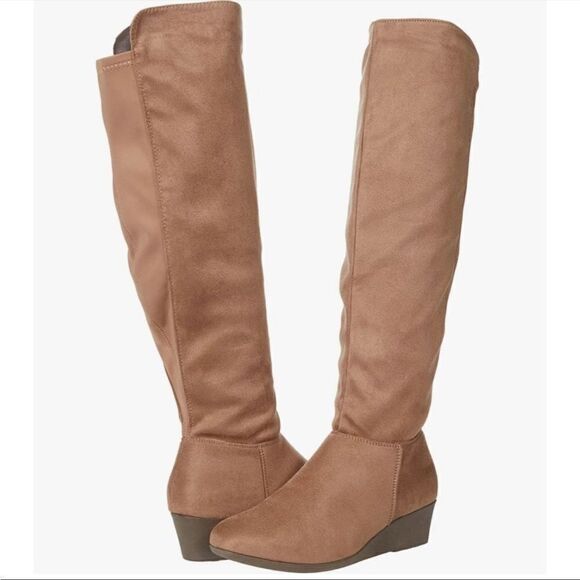 CL by Laundry Light On Faux Suede Tall Wedge Over the Knee Boot 9.5 - Picture 1 of 8